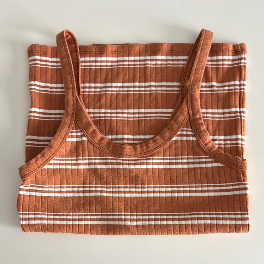 Striped Tank Top in Rust and White